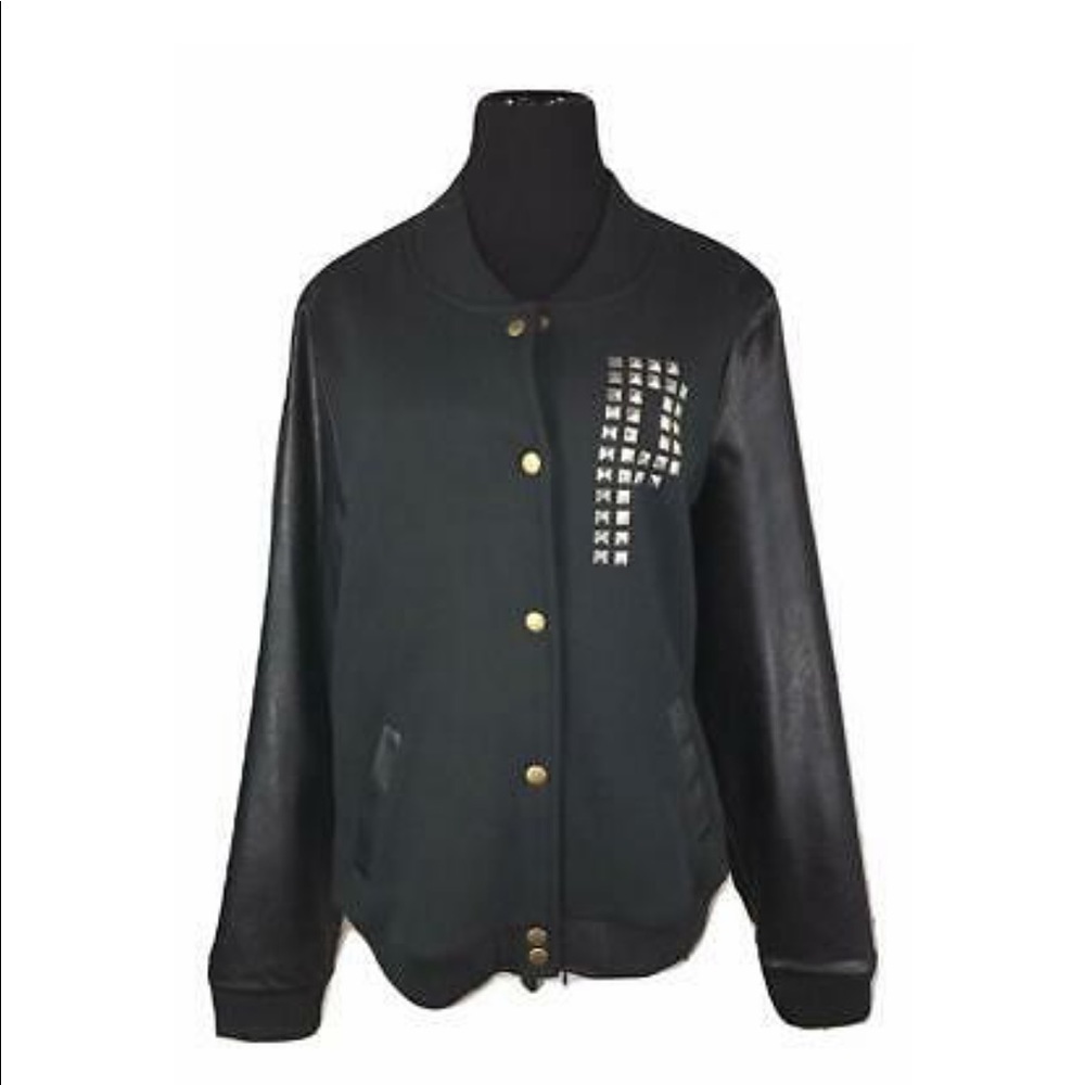 🤩 PINK Varsity Faux Leather Jacket